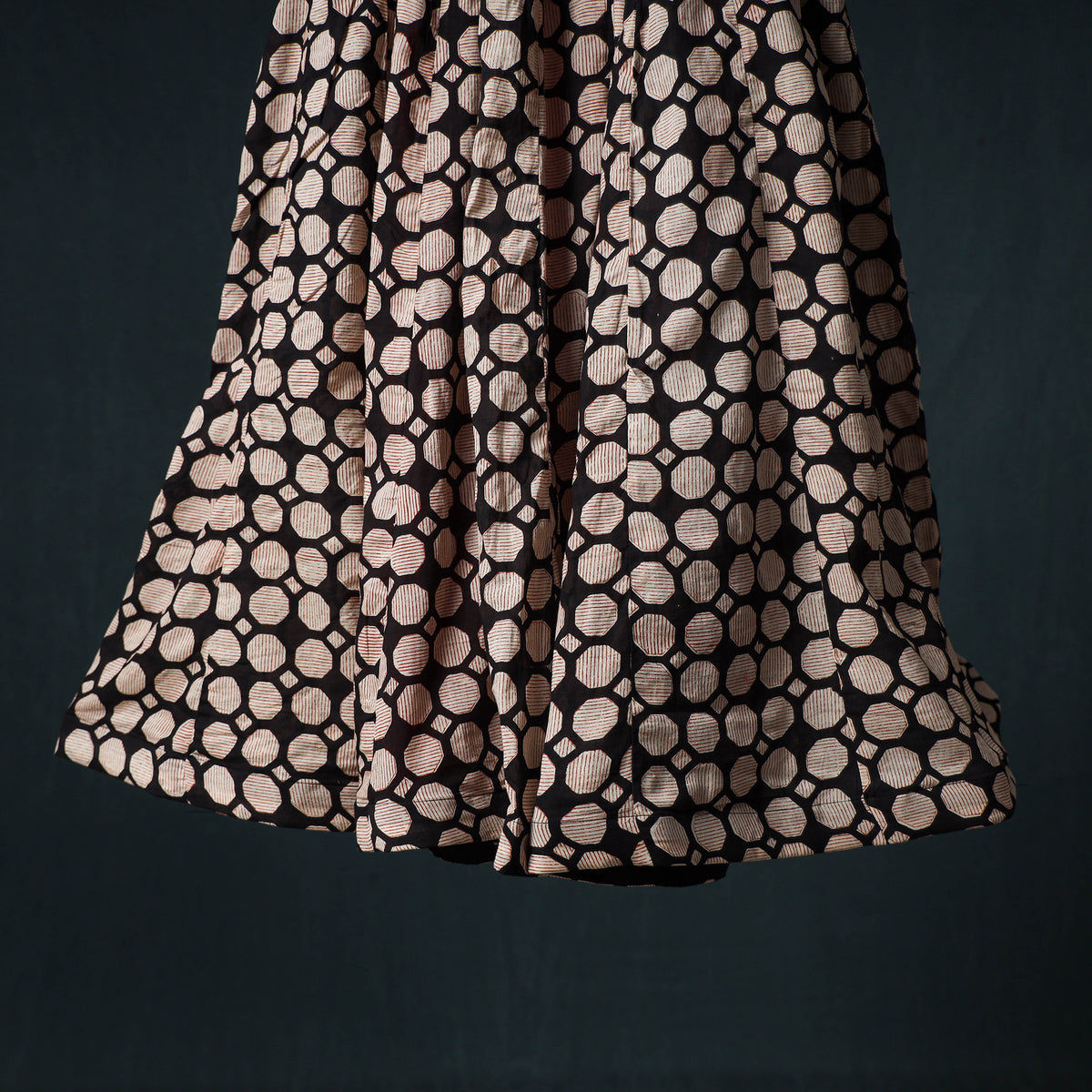 Bagru Hand Block Print 24 Kali Cotton Long Skirt 147