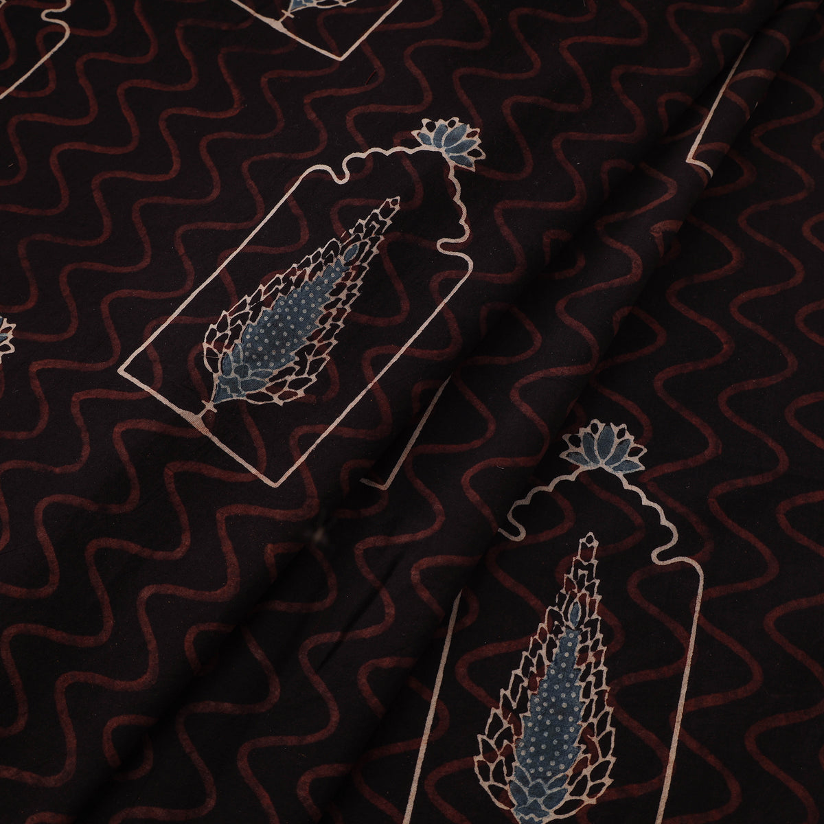 Kutch Ajrakh Print Hand Block Natural Dyed Cotton Fabric 24