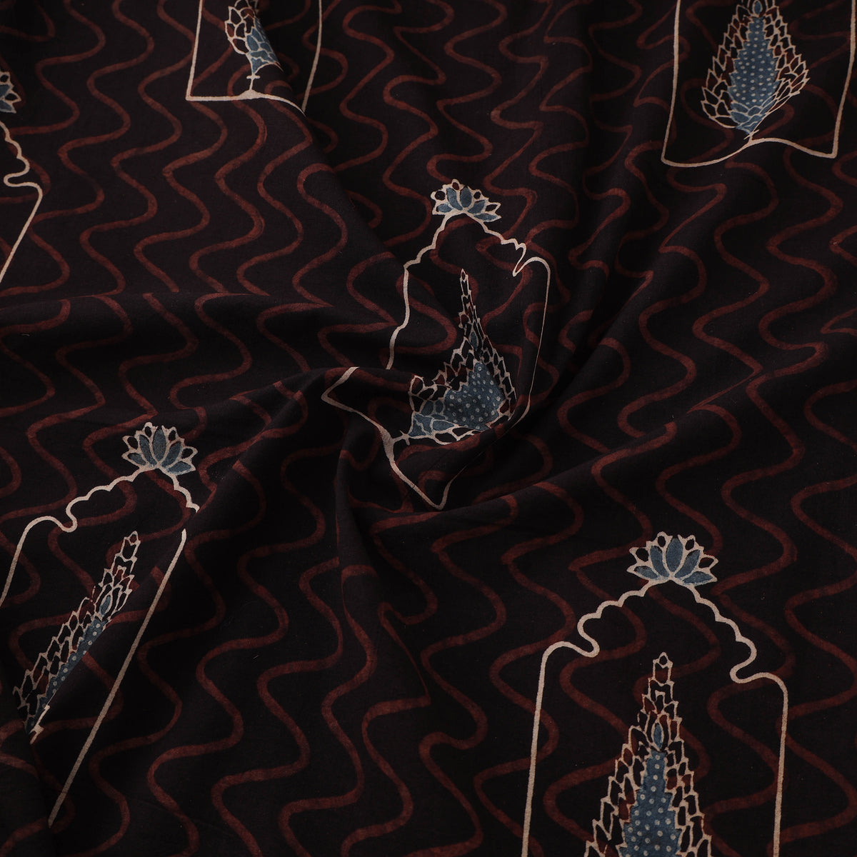 Kutch Ajrakh Print Hand Block Natural Dyed Cotton Fabric 24