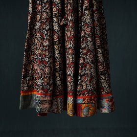 Bagru Hand Block Print 24 Kali Cotton Long Skirt with Patchwork Border 139