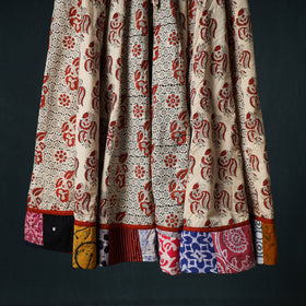 Bagru Hand Block Print 24 Kali Cotton Long Skirt with Patchwork Border 140
