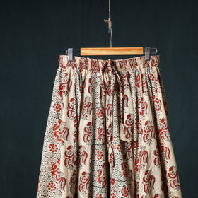 Bagru Hand Block Print 24 Kali Cotton Long Skirt with Patchwork Border 140