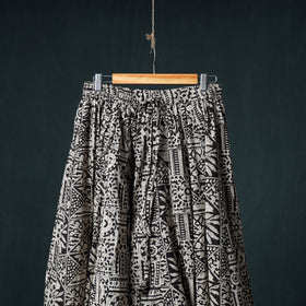 Bagru Hand Block Print 24 Kali Cotton Long Skirt with Patchwork Border 142