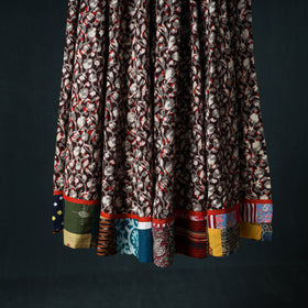 Bagru Hand Block Print 24 Kali Cotton Long Skirt with Patchwork Border 144