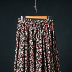 Bagru Hand Block Print 24 Kali Cotton Long Skirt with Patchwork Border 144