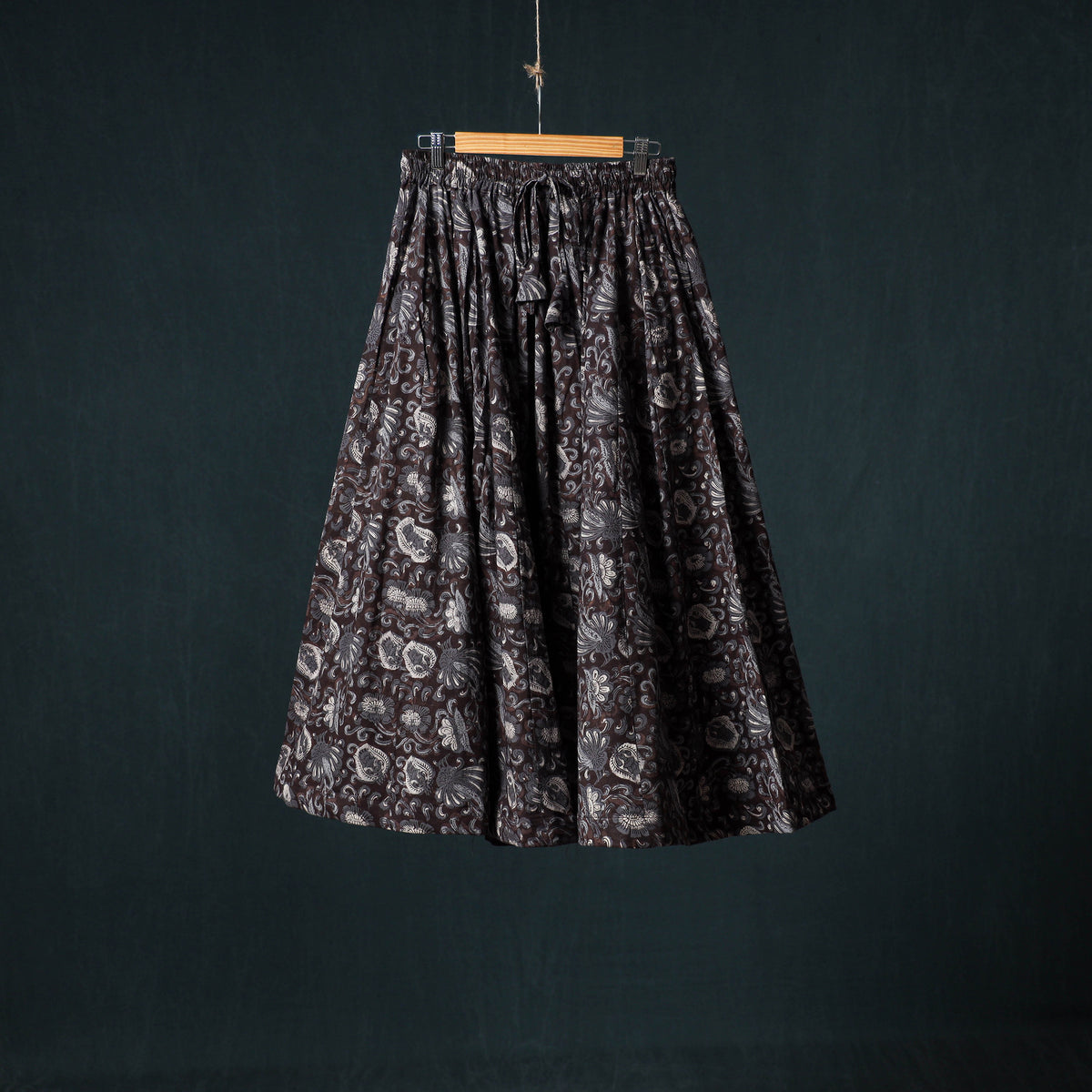 Bagru Hand Block Print 24 Kali Cotton Long Skirt 154