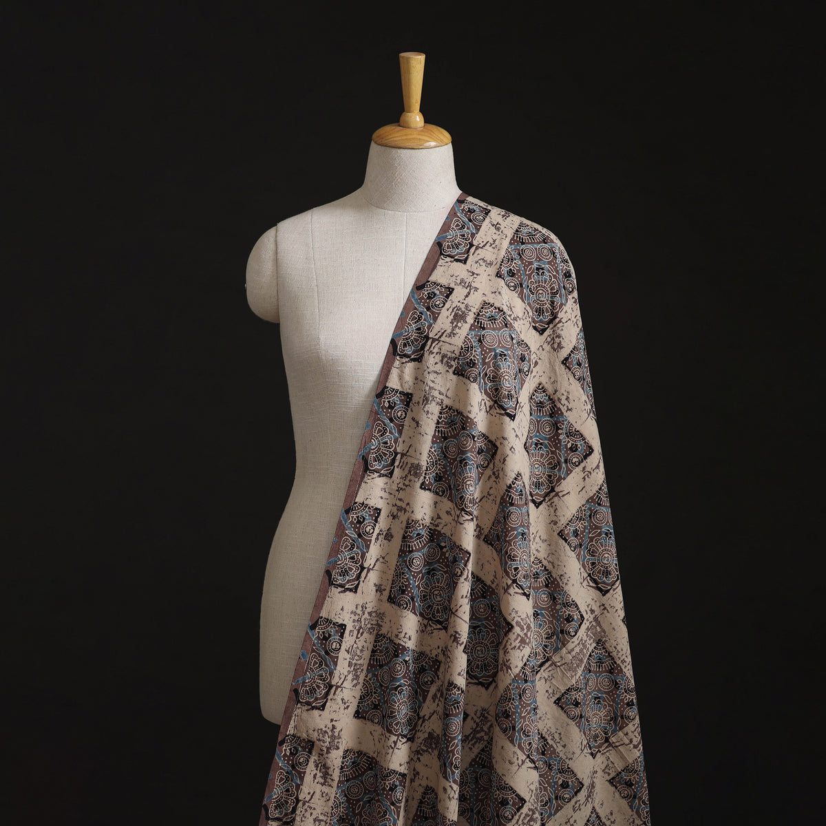 Kutch Ajrakh Print Hand Block Natural Dyed Cotton Fabric 29