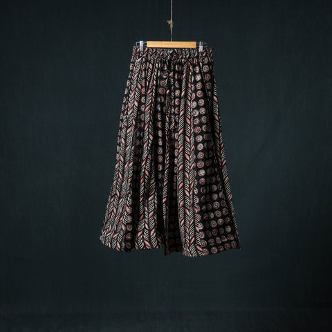 Black - Bagru Hand Block Print 24 Kali Cotton Long Skirt 156