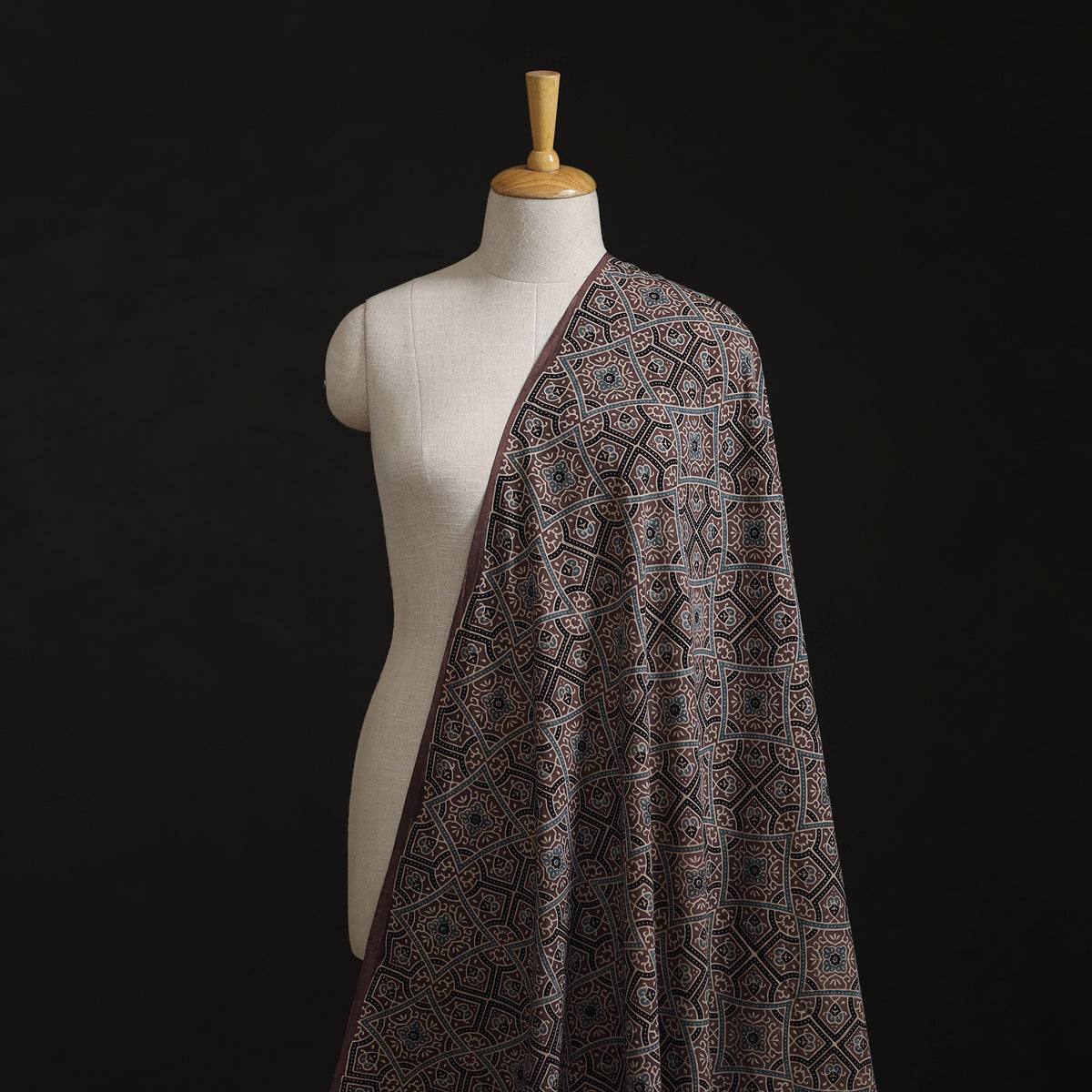 Kutch Ajrakh Print Hand Block Natural Dyed Cotton Fabric 14