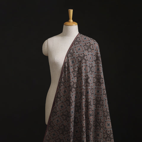 Black - Kutch Ajrakh Print Hand Block Natural Dyed Cotton Fabric 14