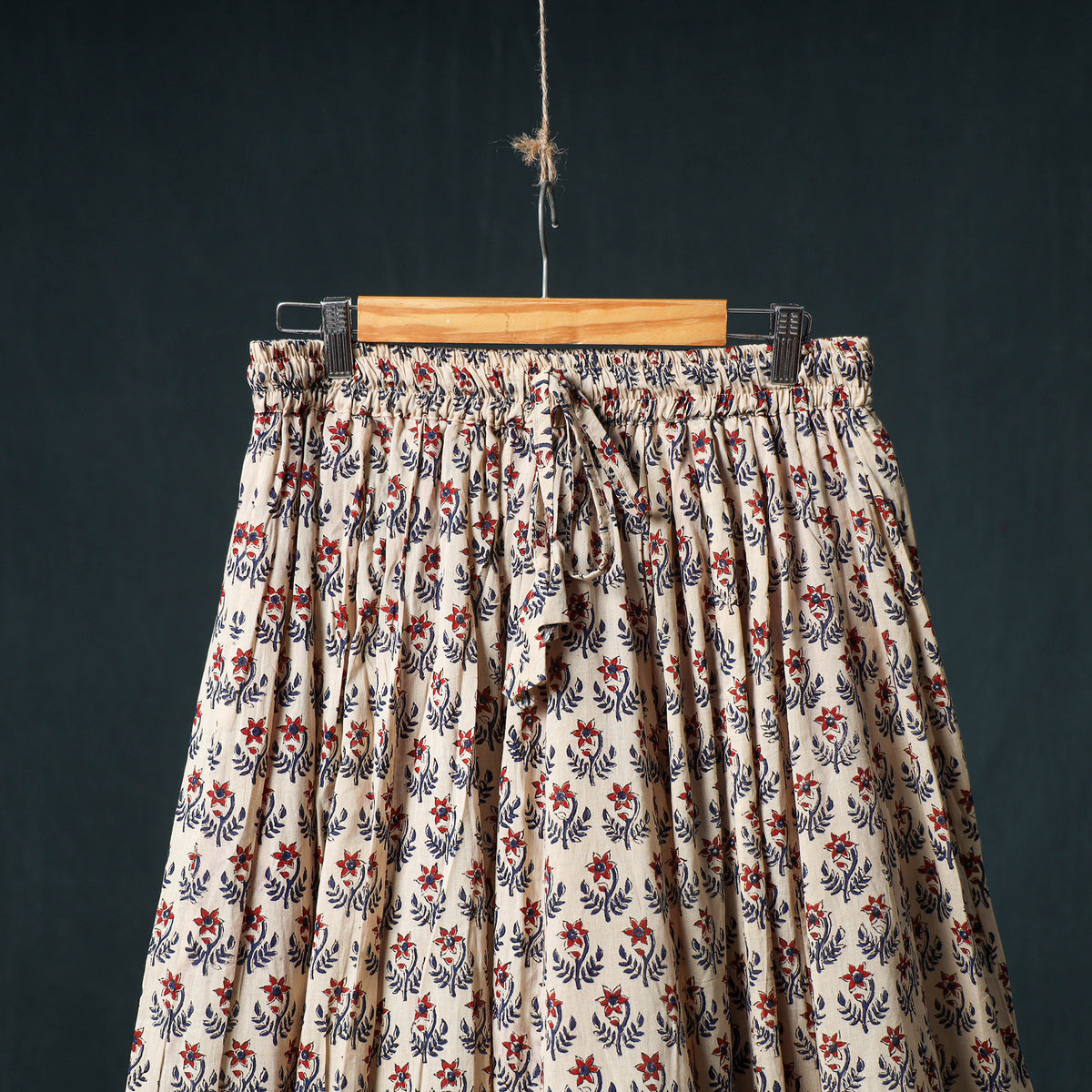 Bagru Hand Block Print 24 Kali Cotton Long Skirt 159