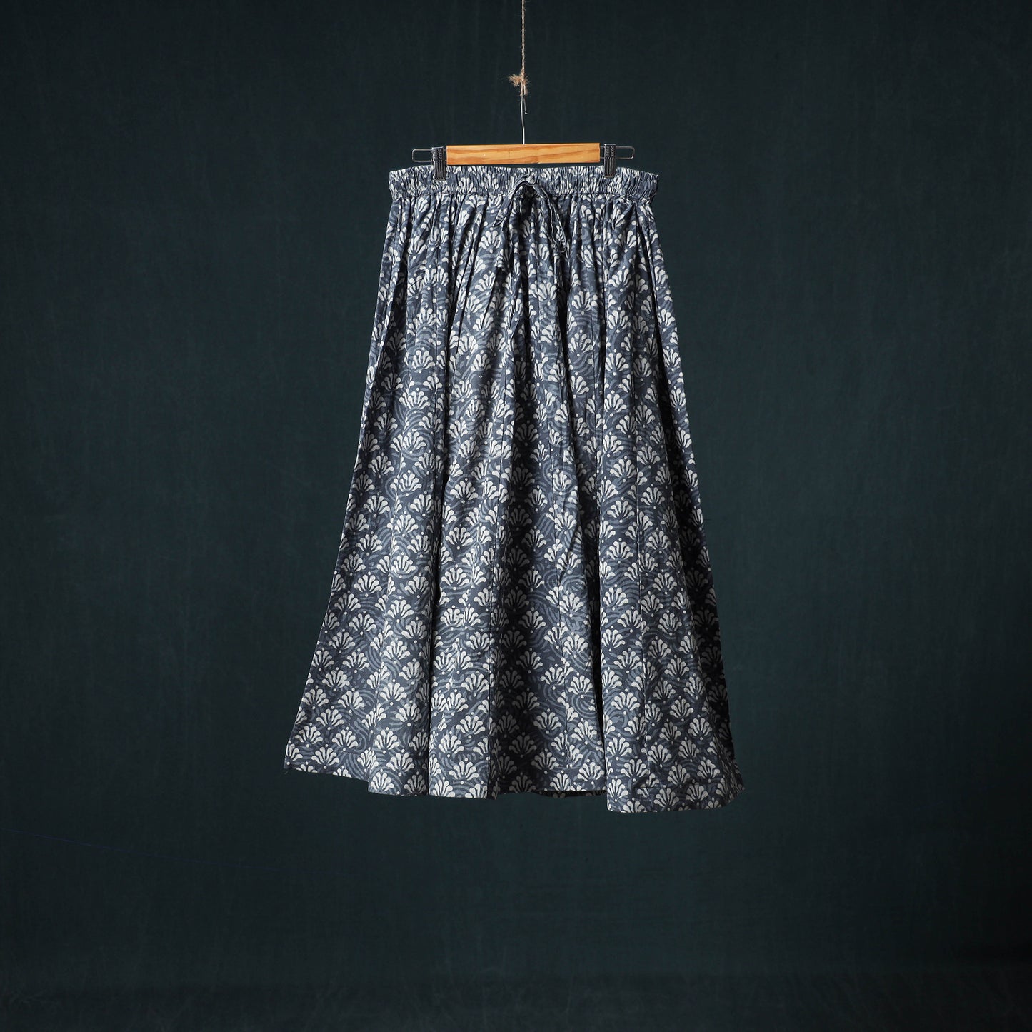 Bagru Hand Block Print 24 Kali Cotton Long Skirt 161