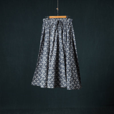Bagru Hand Block Print 24 Kali Cotton Long Skirt 161
