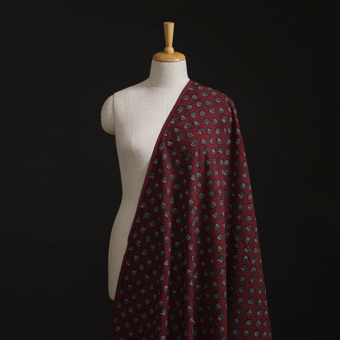 Maroon - Kutch Ajrakh Print Hand Block Natural Dyed Cotton Fabric 05