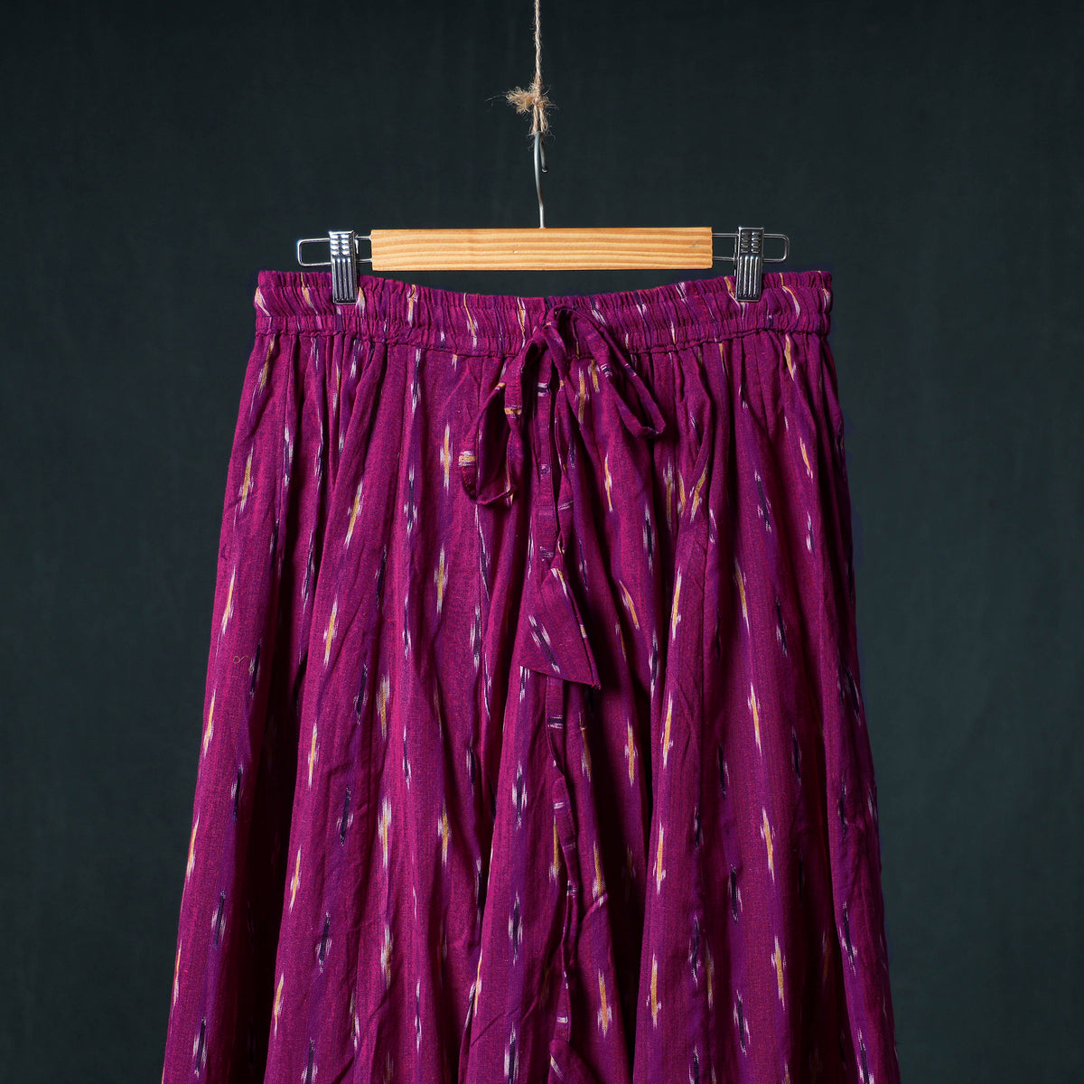 Pochampally Ikat 24 Kali Cotton Long Skirt with Patchwork Border 162