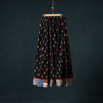 Pochampally Ikat 24 Kali Cotton Long Skirt with Patchwork Border 163