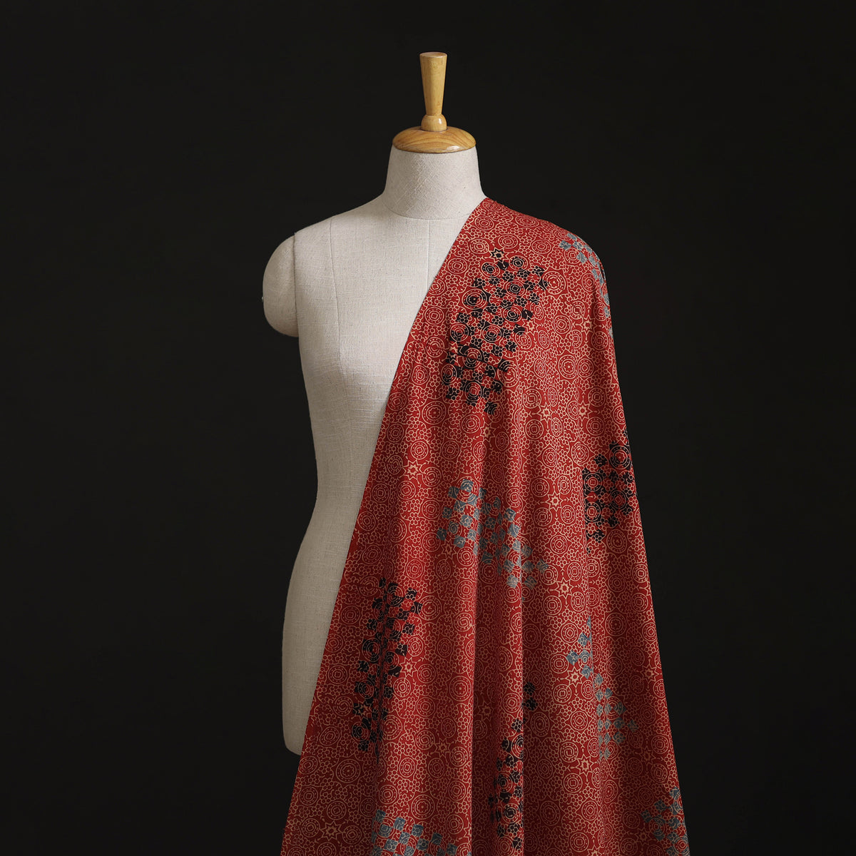 Kutch Ajrakh Print Hand Block Natural Dyed Cotton Fabric 01