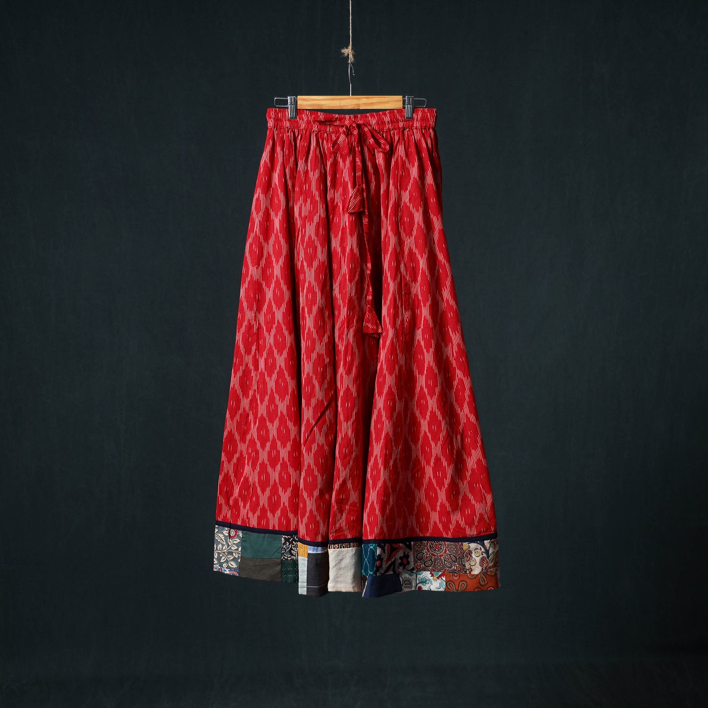 Pochampally Ikat 24 Kali Cotton Long Skirt with Patchwork Border 165