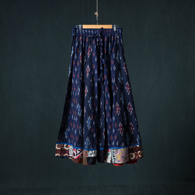 Pochampally Ikat 24 Kali Cotton Long Skirt with Patchwork Border 166