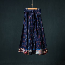 Pochampally Ikat 24 Kali Cotton Long Skirt with Patchwork Border 166