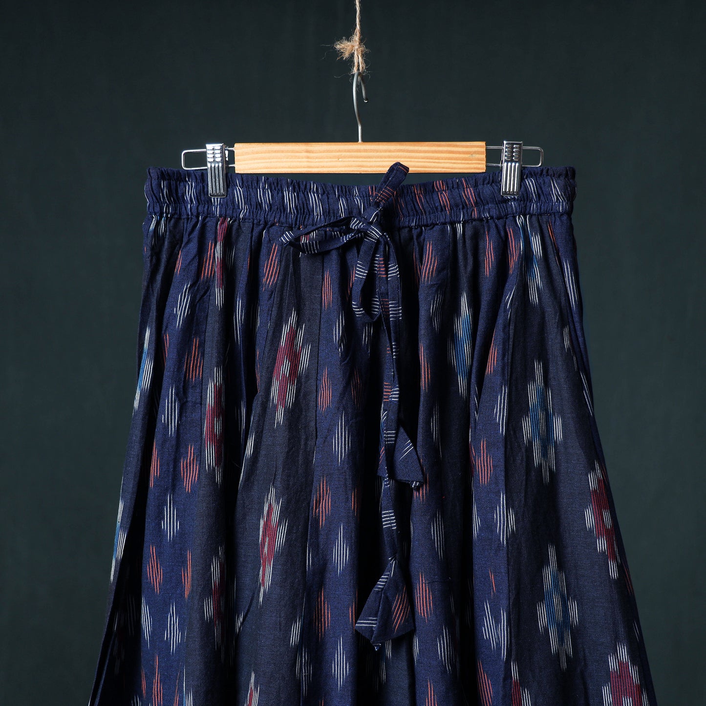 Pochampally Ikat 24 Kali Cotton Long Skirt with Patchwork Border 166