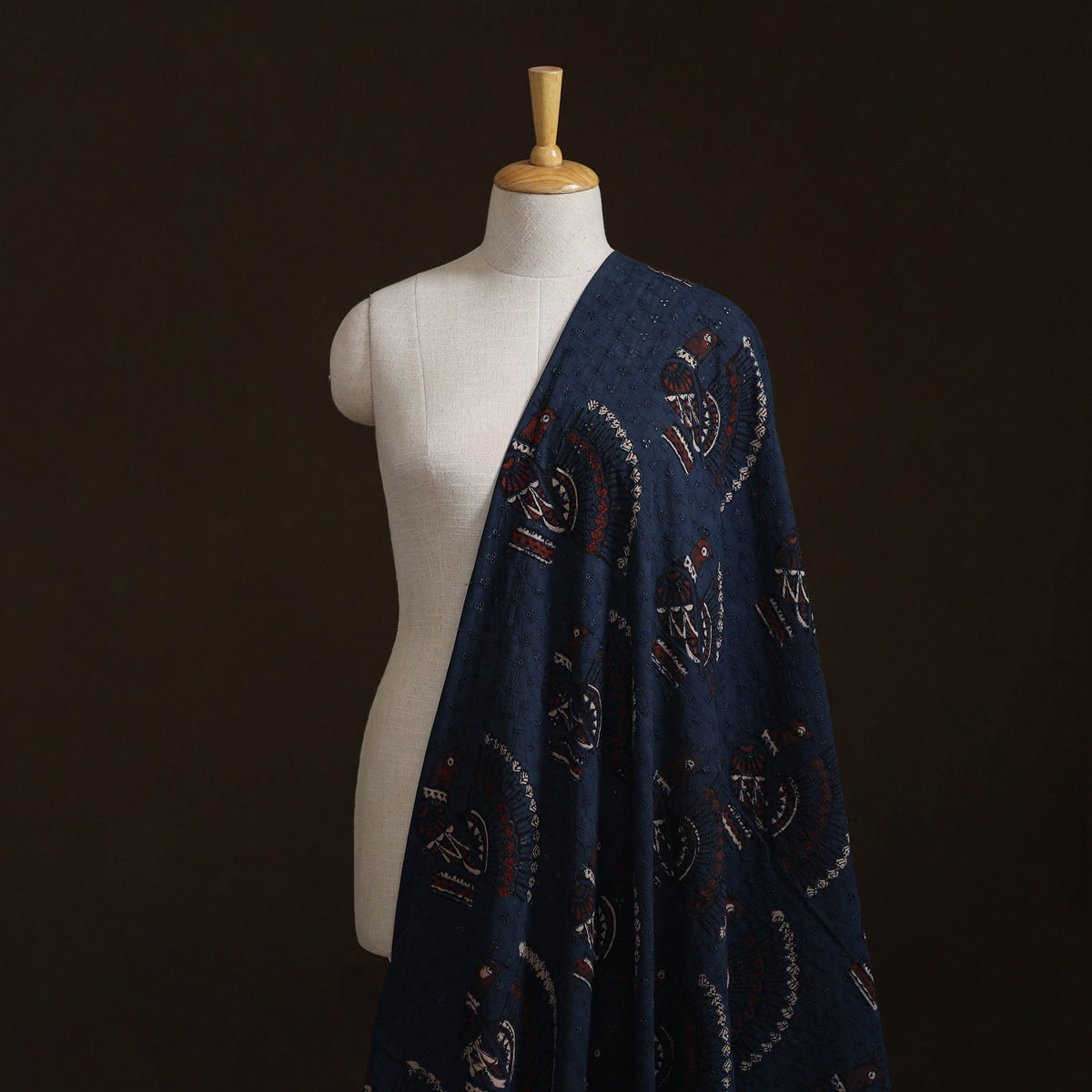 Kutch Hand Block Ajrakh Print Natural Dyed Cotton Hakoba Fabric 04