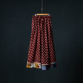 Pochampally Ikat 24 Kali Cotton Long Skirt with Patchwork Border 167