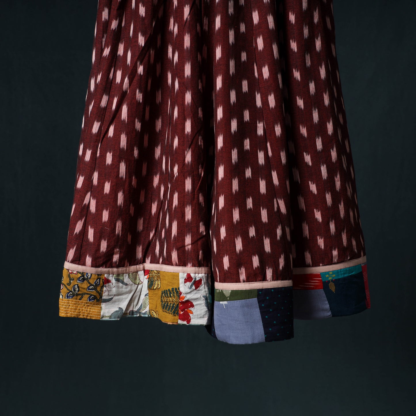 Pochampally Ikat 24 Kali Cotton Long Skirt with Patchwork Border 167
