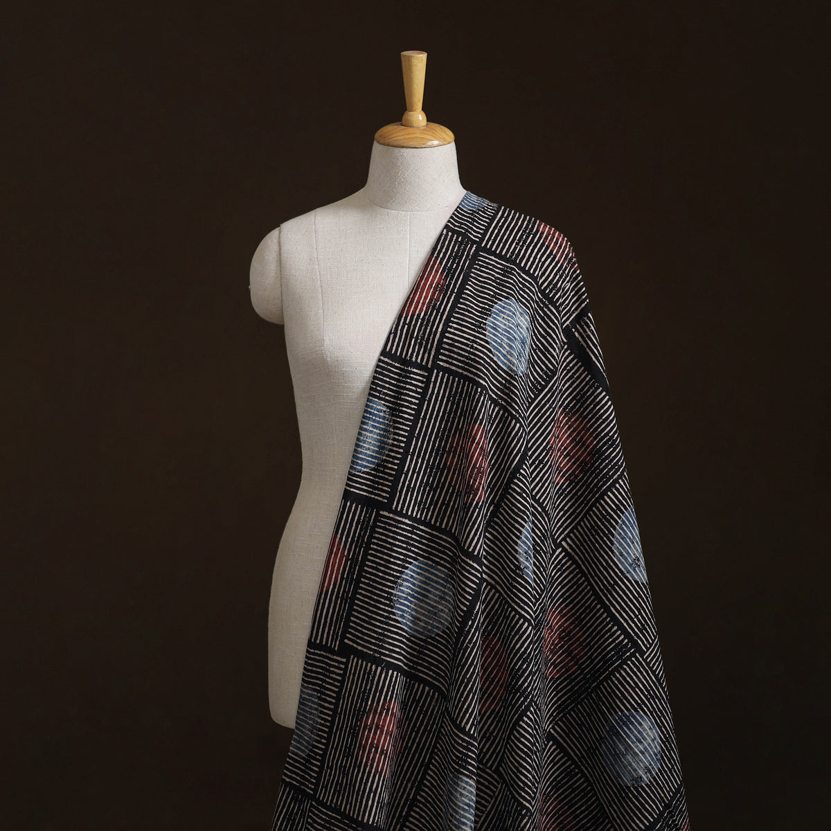 Kutch Hand Block Ajrakh Print Natural Dyed Cotton Hakoba Fabric 11