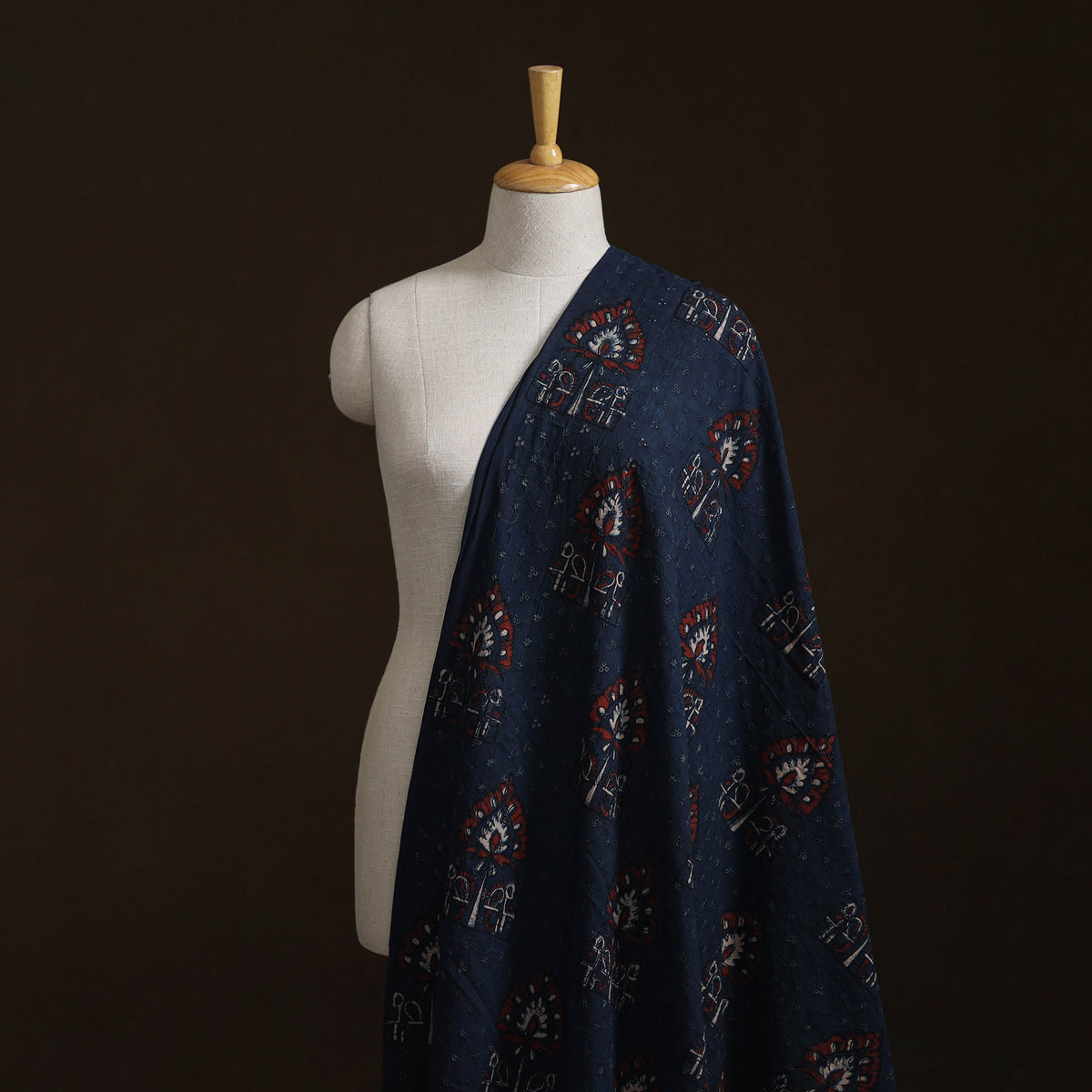 Kutch Hand Block Ajrakh Print Natural Dyed Cotton Hakoba Fabric 12