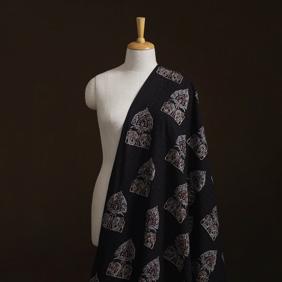 Kutch Hand Block Ajrakh Print Natural Dyed Cotton Hakoba Fabric 14