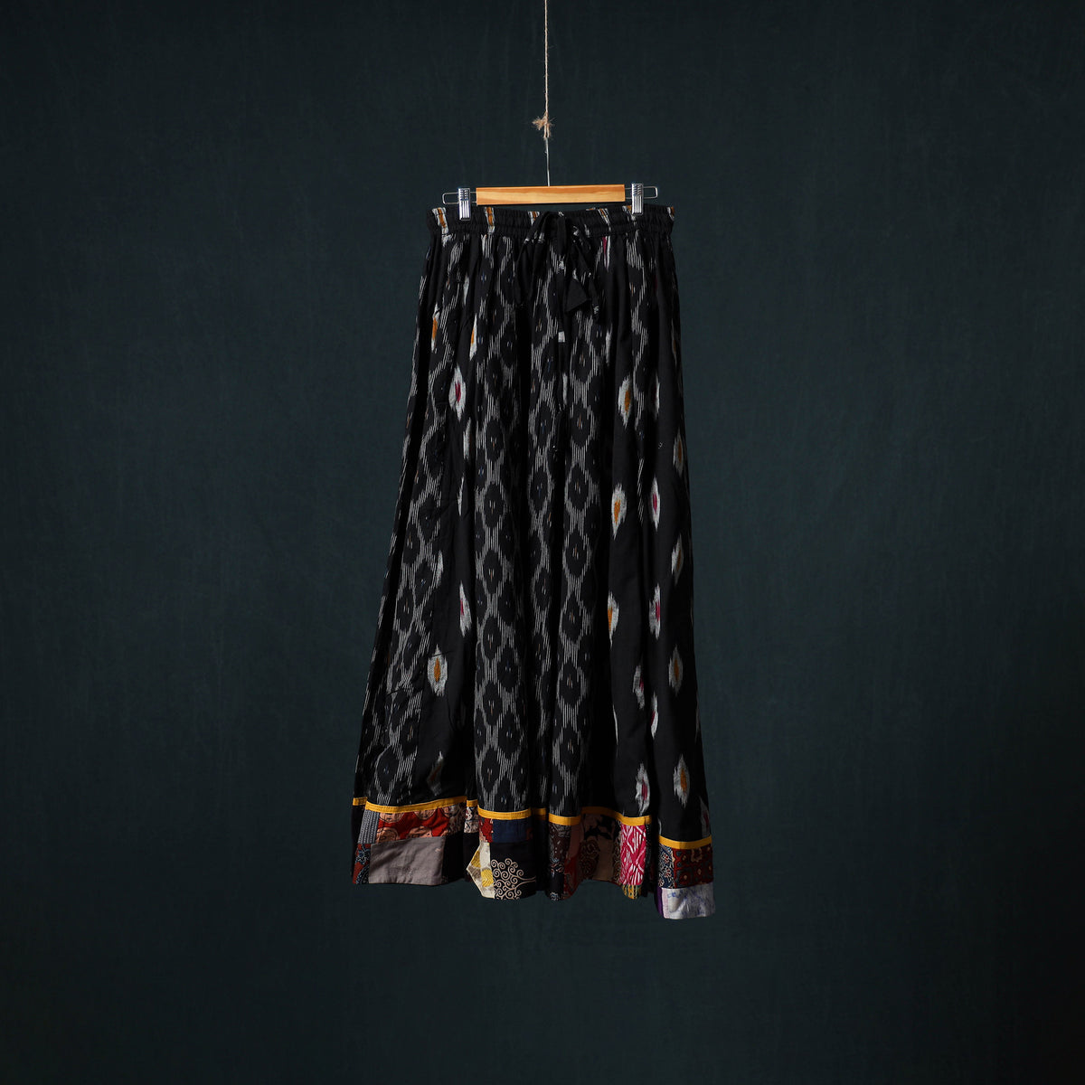 Pochampally Ikat 24 Kali Cotton Long Skirt with Patchwork Border 169