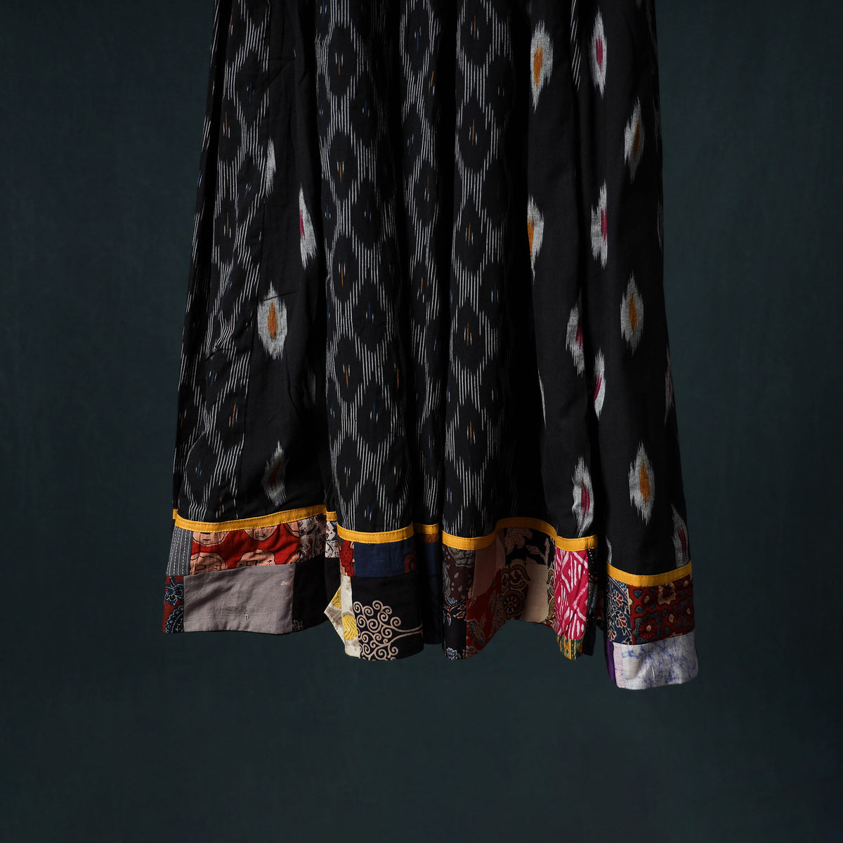 Pochampally Ikat 24 Kali Cotton Long Skirt with Patchwork Border 169