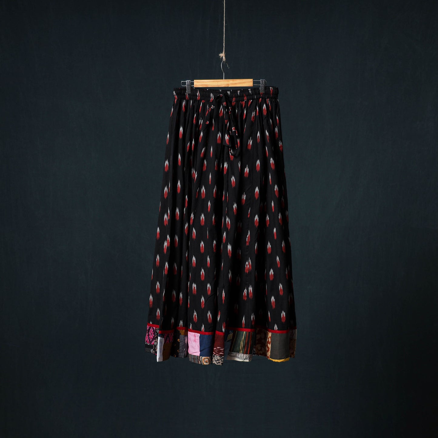 Pochampally Ikat 24 Kali Cotton Long Skirt with Patchwork Border 171