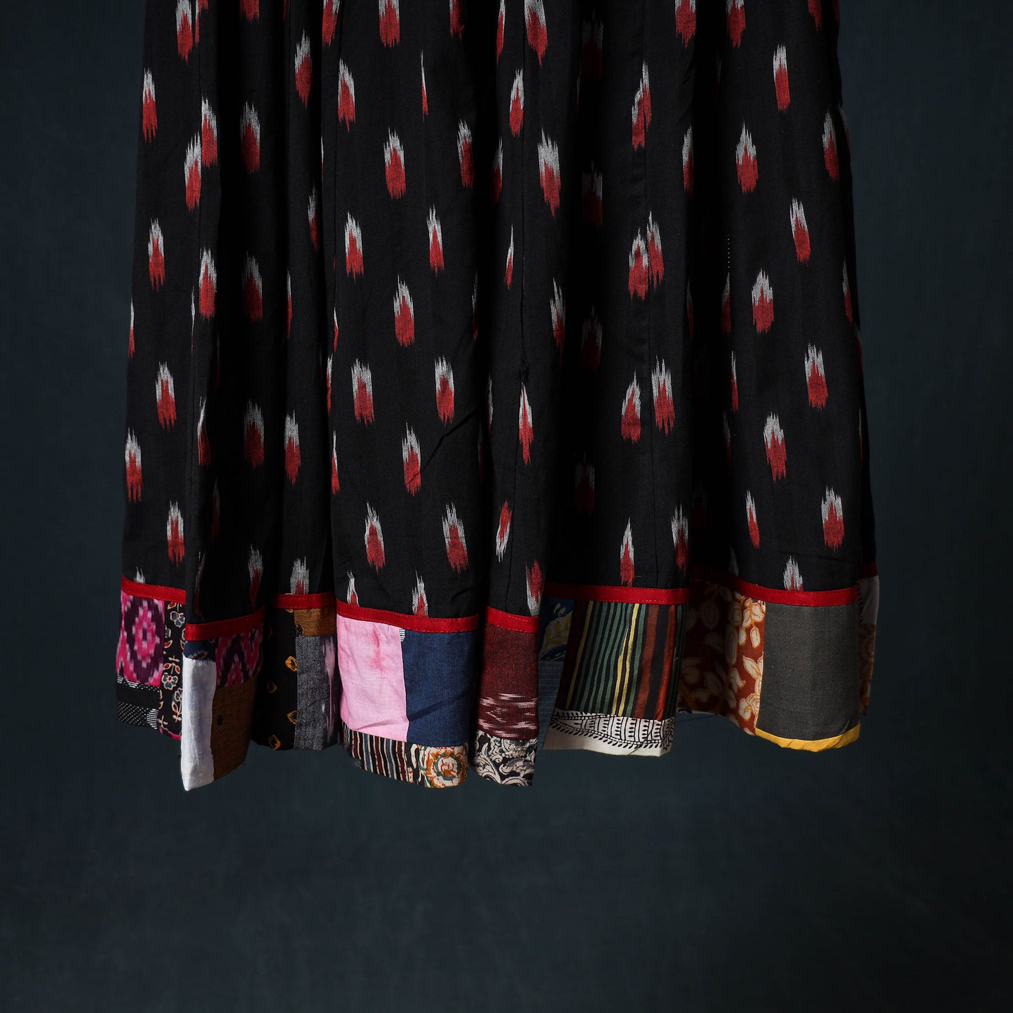 Pochampally Ikat 24 Kali Cotton Long Skirt with Patchwork Border 171