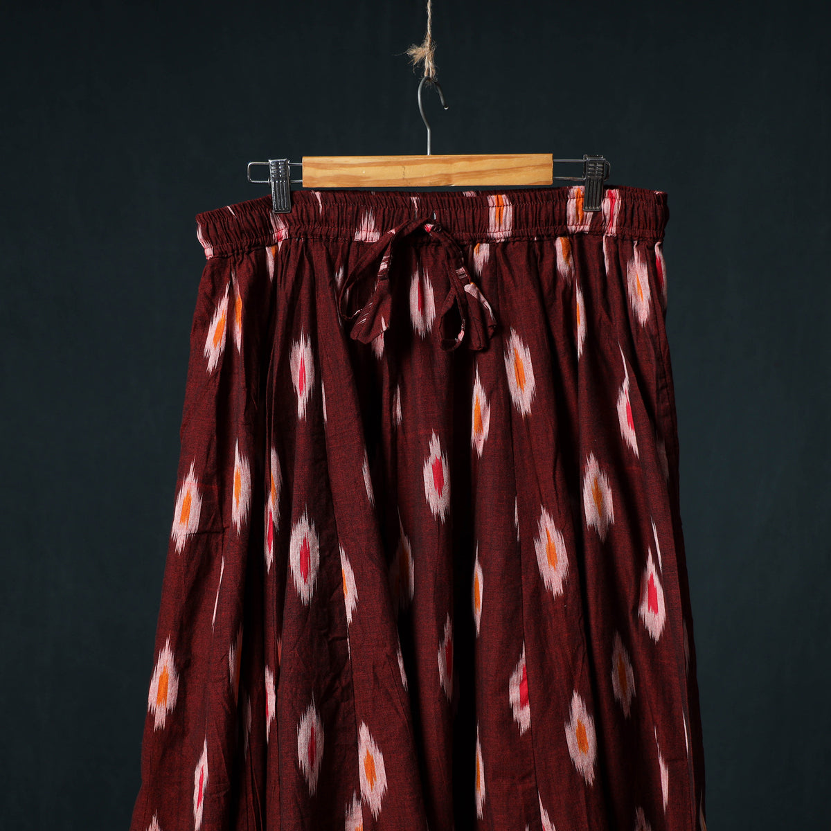 Pochampally Ikat 24 Kali Cotton Long Skirt with Patchwork Border 172