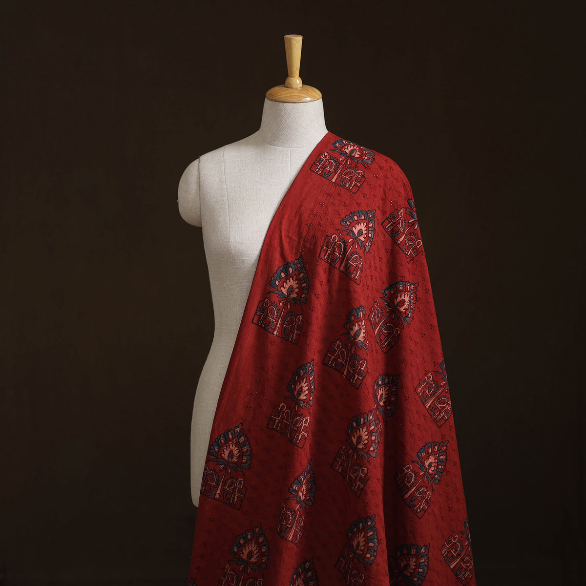Kutch Hand Block Ajrakh Print Natural Dyed Cotton Hakoba Fabric 23