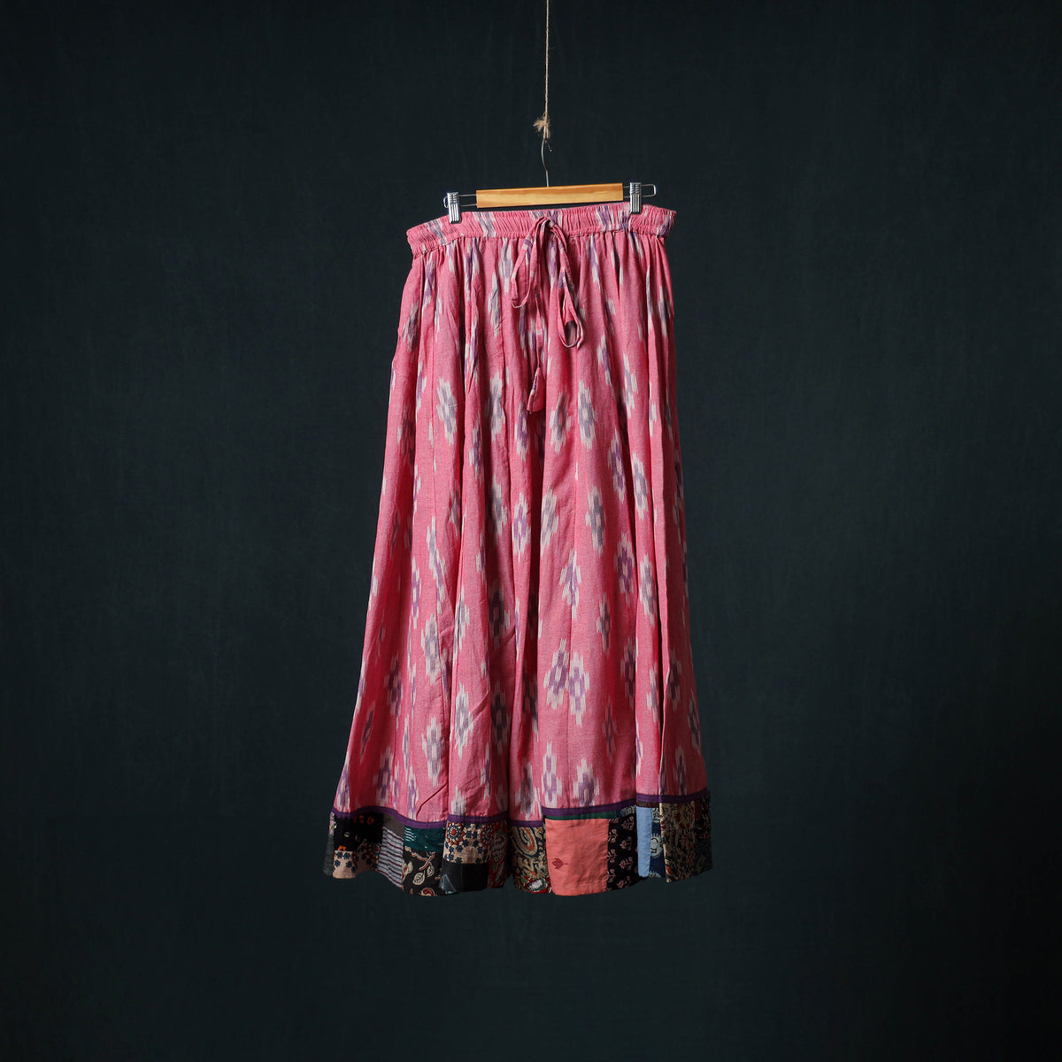 Pochampally Ikat 24 Kali Cotton Long Skirt with Patchwork Border 179