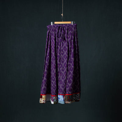 Pochampally Ikat 24 Kali Cotton Long Skirt with Patchwork Border 180