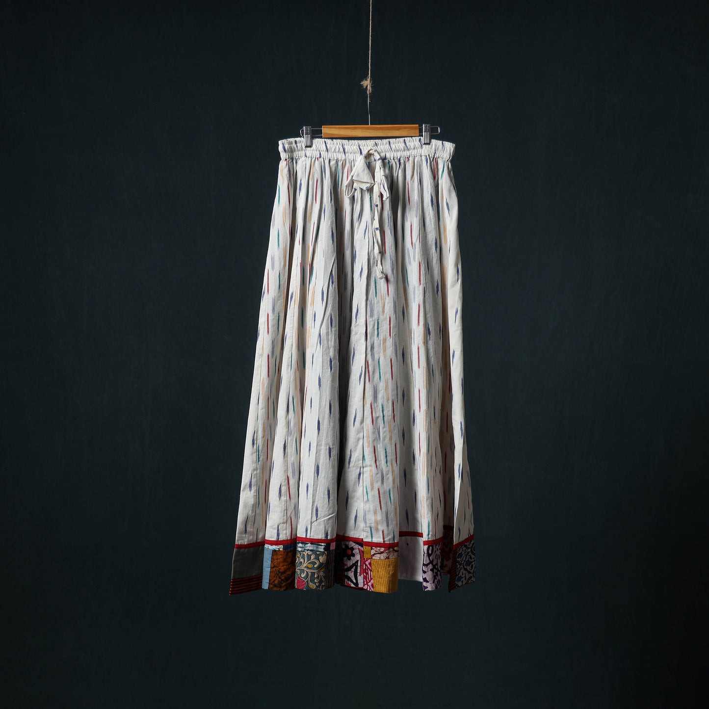 Pochampally Ikat 24 Kali Cotton Long Skirt with Patchwork Border 181
