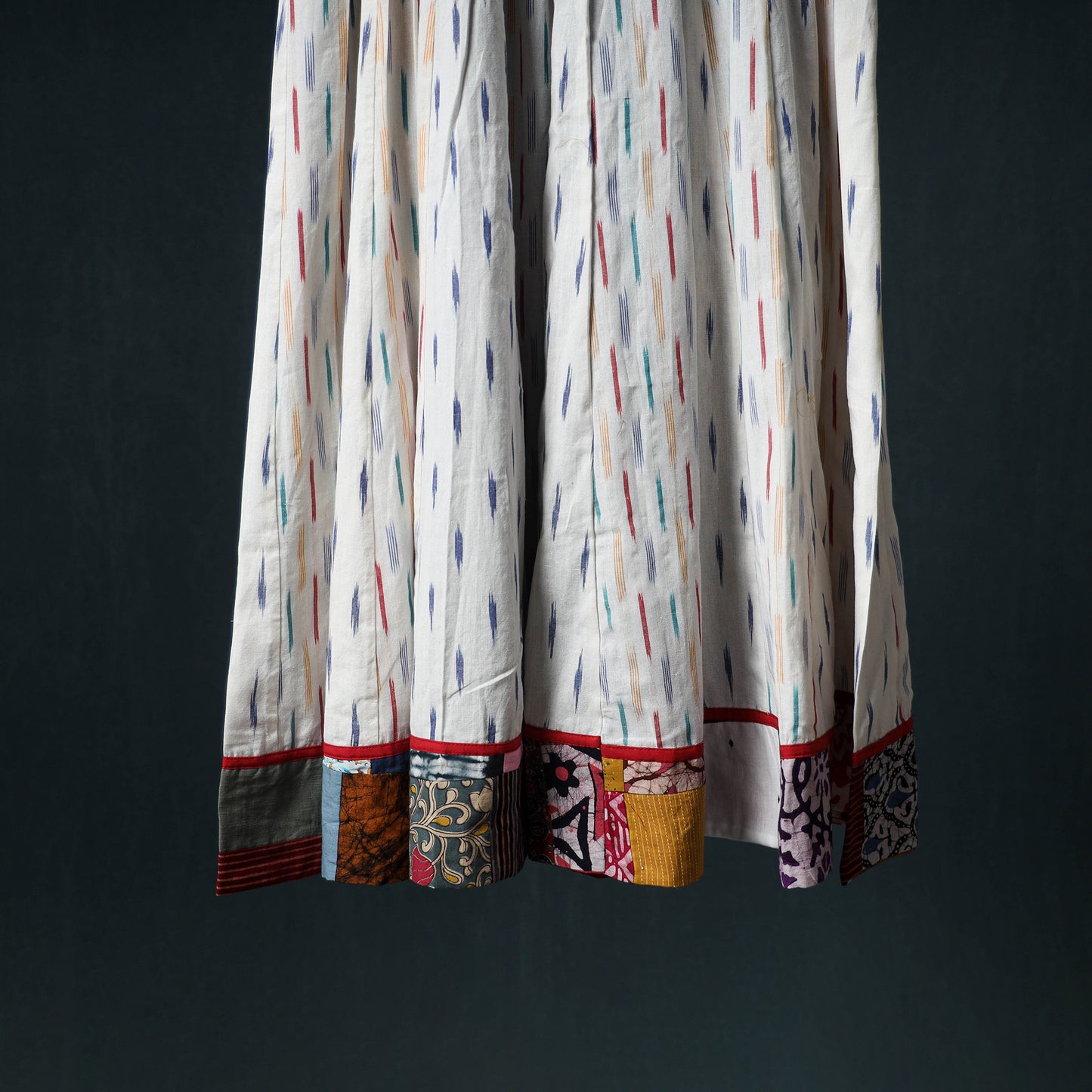 Pochampally Ikat 24 Kali Cotton Long Skirt with Patchwork Border 181