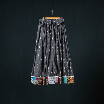 Pochampally Ikat 24 Kali Cotton Long Skirt with Patchwork Border 183