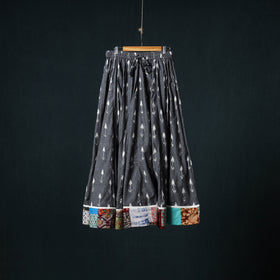 Pochampally Ikat 24 Kali Cotton Long Skirt with Patchwork Border 183