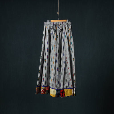 Pochampally Ikat 24 Kali Cotton Long Skirt with Patchwork Border 184
