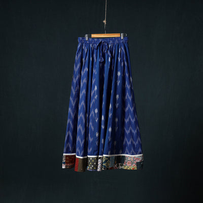 Pochampally Ikat 24 Kali Cotton Long Skirt with Patchwork Border 185