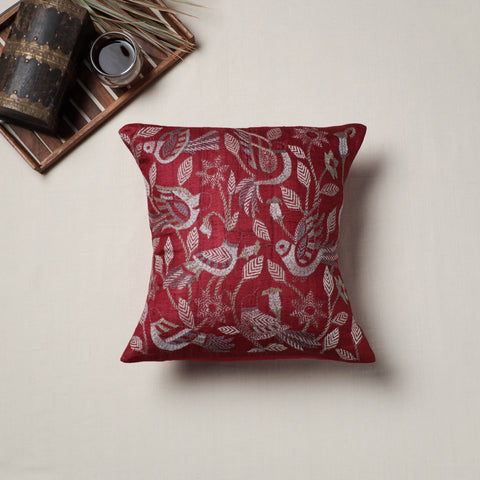 Bengal Kantha Hand Embroidered Cushion Cover (16 x 16 in) 03