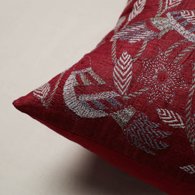 Bengal Kantha Hand Embroidered Cushion Cover (16 x 16 in) 03