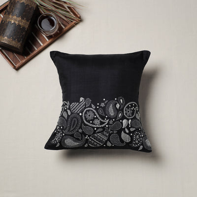 Bengal Kantha Hand Embroidered Cushion Cover (16 x 16 in) 04