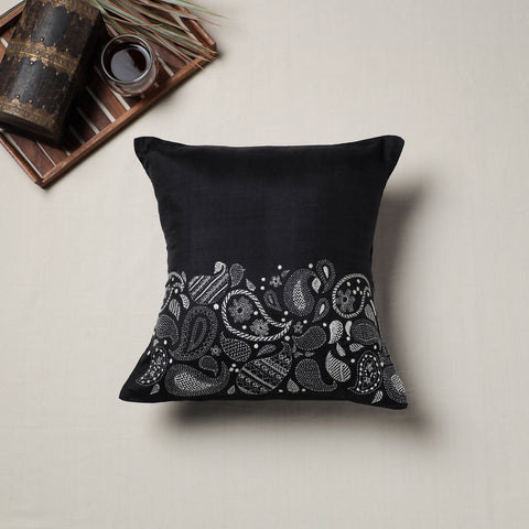 Bengal Kantha Hand Embroidered Cushion Cover (16 x 16 in) 04