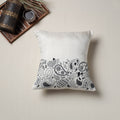 White - Bengal Kantha Hand Embroidered Cushion Cover (16 x 16 in) 05